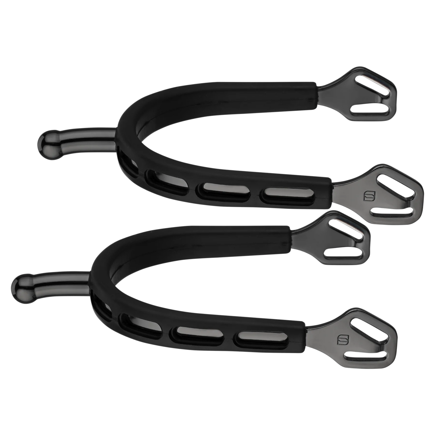 Sprenger ULTRA fit EXTRA GRIP spurs "Black Series" with Balkenhol fastening - Stainless steel anthracite, 30 mm ball-shaped
