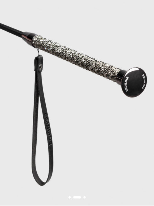 Equiline Dressage whip with black rhinestones handle