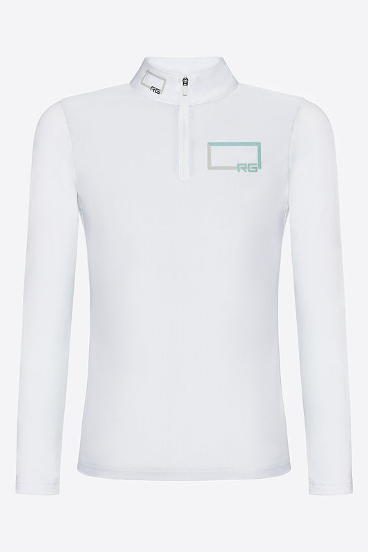 Rider's Gene RG Jersey Piquet Printed Logo L/S Competition Zip Polo