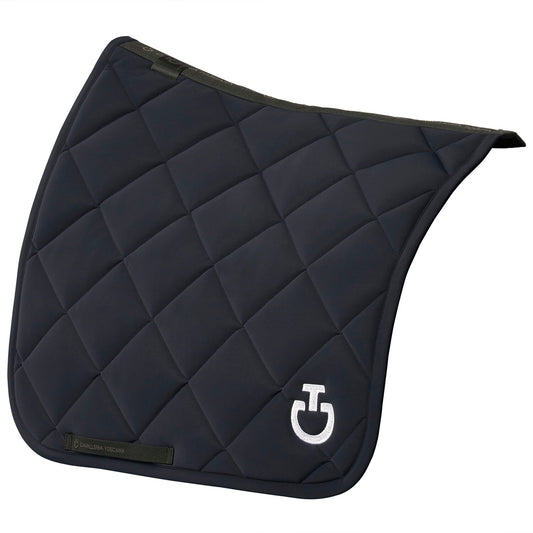 (Set) Cavalleria Toscana Diamond Quilted Jersey Dressage Saddle Pad Set - Dark Blue