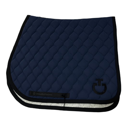 (Set) Cavalleria Toscana Circular Quilted Jersey Jumping Saddle Pad Set - Atlantic Blue