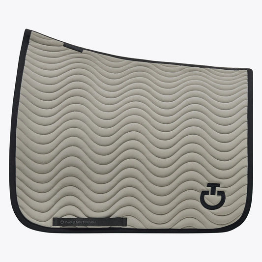 (Set) Cavalleria Toscana Quilted Wave Jersey Dressage Saddle Pad - Foliage Green