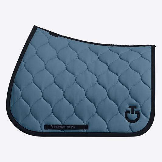 (Set) Cavalleria Toscana New Circular Quilted Jersey Jumping Saddle Pad Set - Petroleum