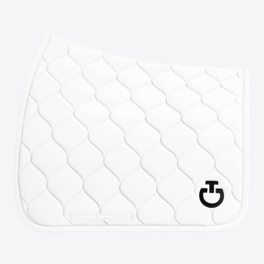 (Set) Cavalleria Toscana New Circular Quilted Jersey Dressage Saddle Pad Set - White (0001)