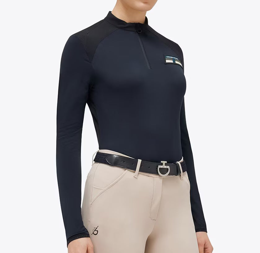 Cavalleria Toscana Lightweight Performance PiquE L/S Zip Training Polo