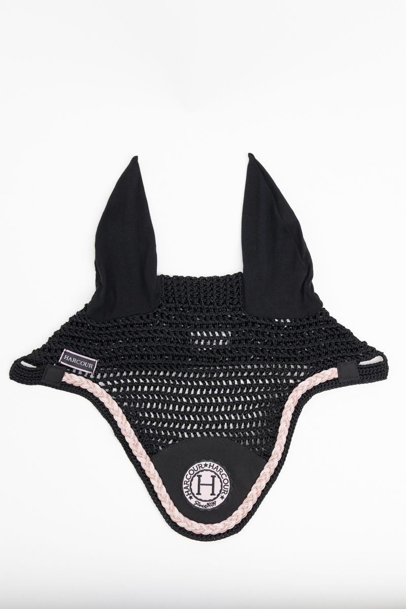 (Set) Harcour Suze Saddle Pad and SUZETTE Flyveil - Black/Pink