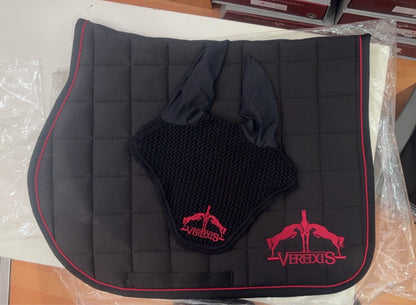 (Set) Veredus Saddlecloth Microfiber Jumping - Black Red