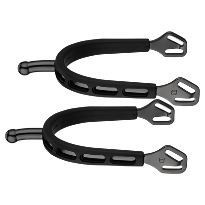 Sprenger ULTRA fit EXTRA GRIP spurs "Black Series" with Balkenhol fastening - Stainless steel anthracite, 30 mm ball-shaped