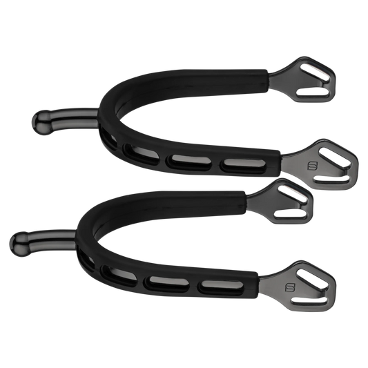 Sprenger ULTRA fit EXTRA GRIP spurs "Black Series" with Balkenhol fastening - Stainless steel anthracite, 30 mm ball-shaped
