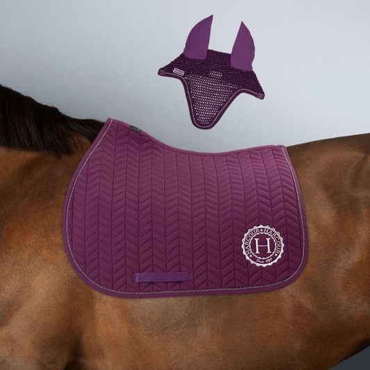 (Set) Harcour Alaska Saddle Pad + ASKA Horse Bonnet