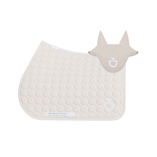 (Set) Cavalleria Toscana Circular Quilted Jumping Saddle Pad and Earnet