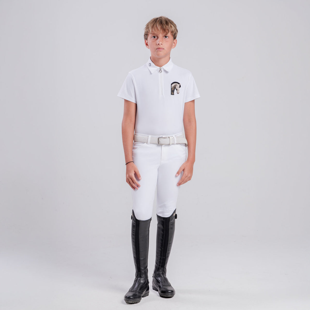 Cavalleria Toscana Boys’ Technical Polo with Horse Patch