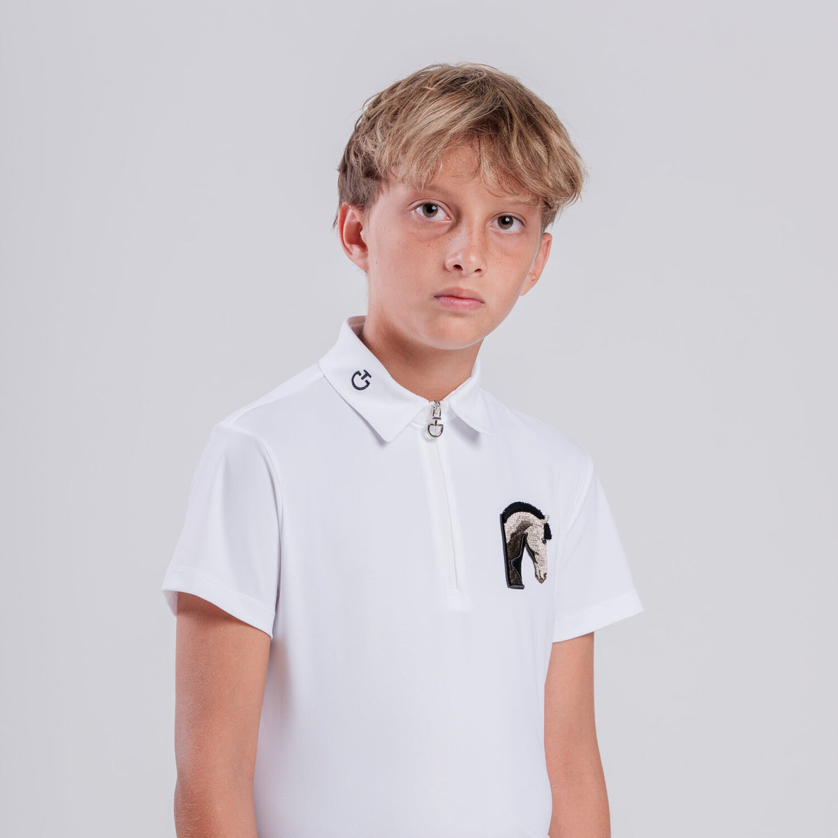 Cavalleria Toscana Boys’ Technical Polo with Horse Patch