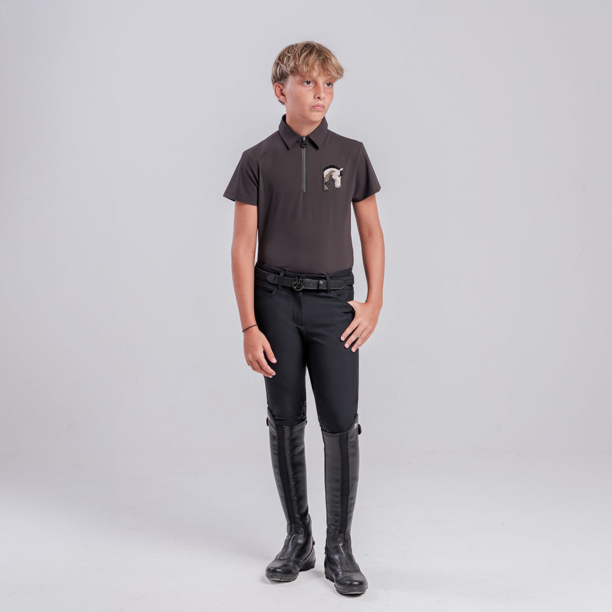 Cavalleria Toscana Boys’ Technical Polo with Horse Patch