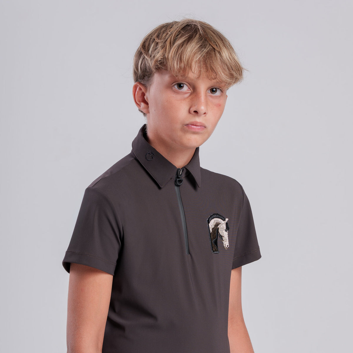 Cavalleria Toscana Boys’ Technical Polo with Horse Patch