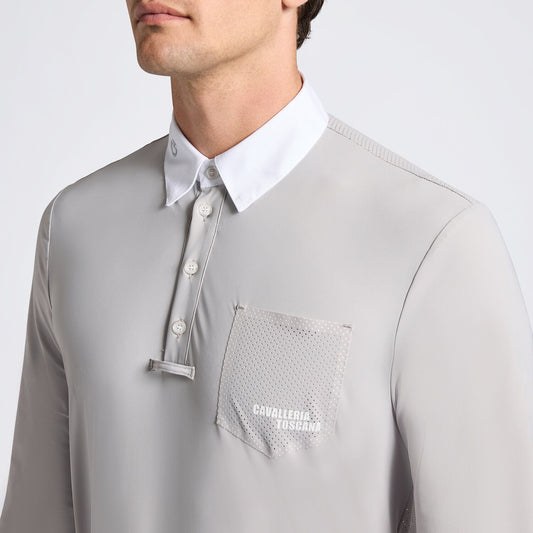 Cavalleria Toscana Men's Competition Shirt with Perforated Pocket