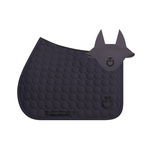 (Set) Cavalleria Toscana Circular Quilted Jumping Saddle Pad and Earnet
