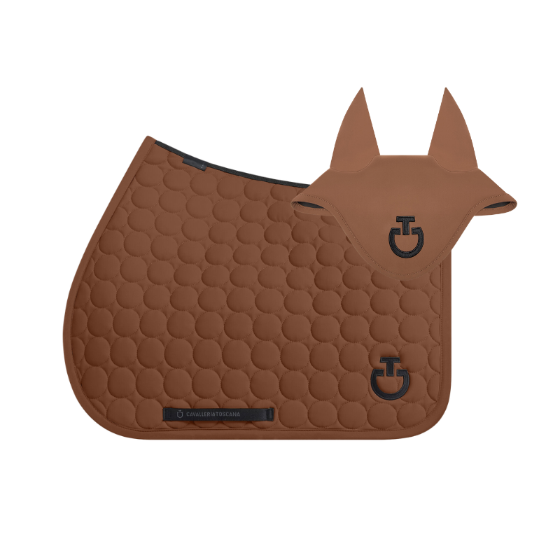(Set) Cavalleria Toscana Circular Quilted Jumping Saddle Pad and Earnet