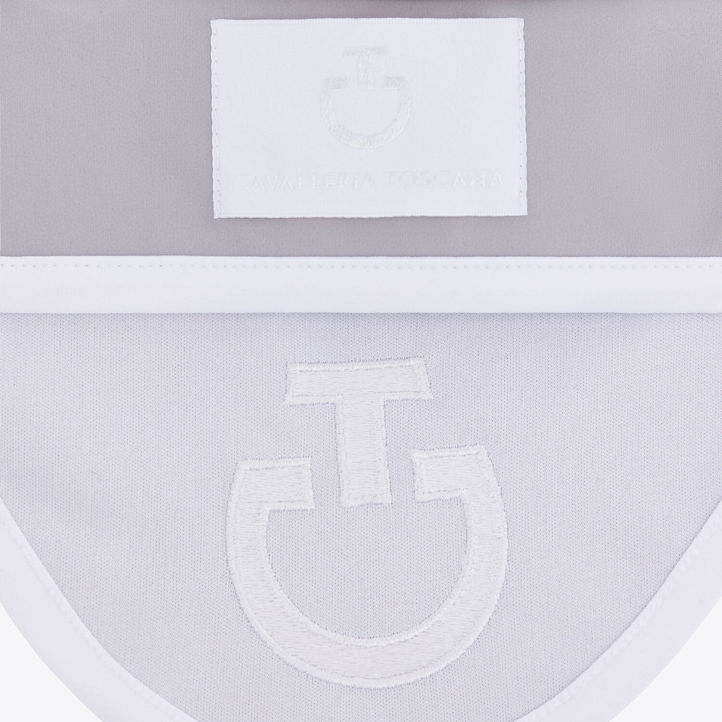 (Set) Cavalleria Toscana Quilted Wave Jersey Dressage Saddle Pad - Light Grey