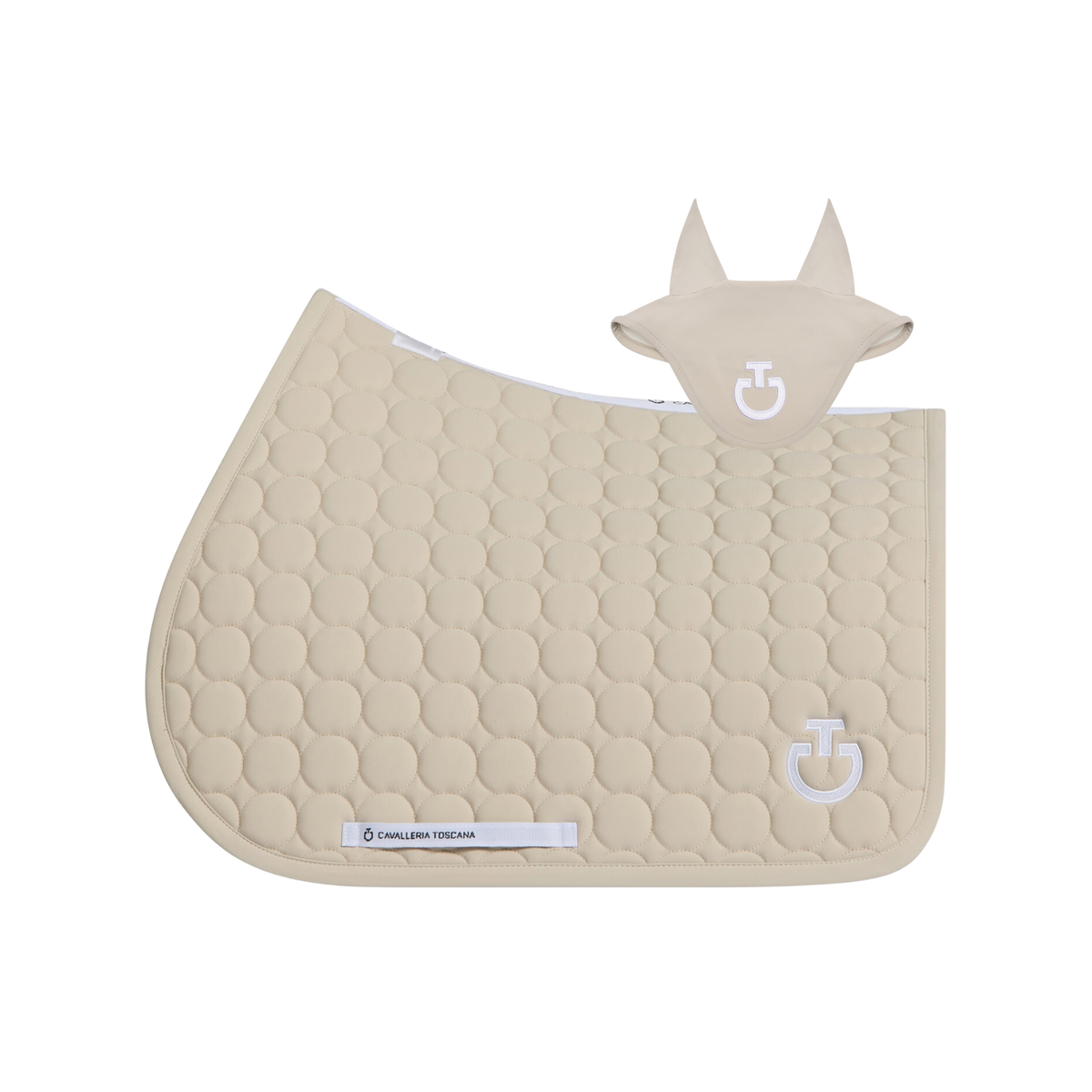 (Set) Cavalleria Toscana Circular Quilted Jumping Saddle Pad and Earnet - Rainy Day (1F00)