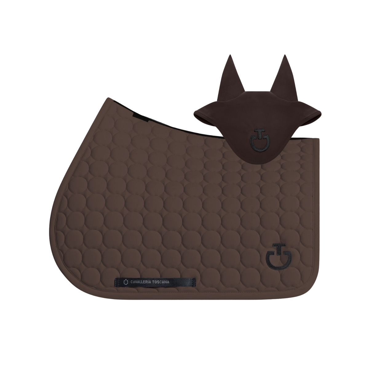 (Set) Cavalleria Toscana Circular Quilted Jumping Saddle Pad and Earnet - Espresso (4L00)