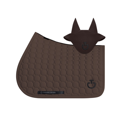 (Set) Cavalleria Toscana Circular Quilted Jumping Saddle Pad and Earnet - Espresso (4L00)