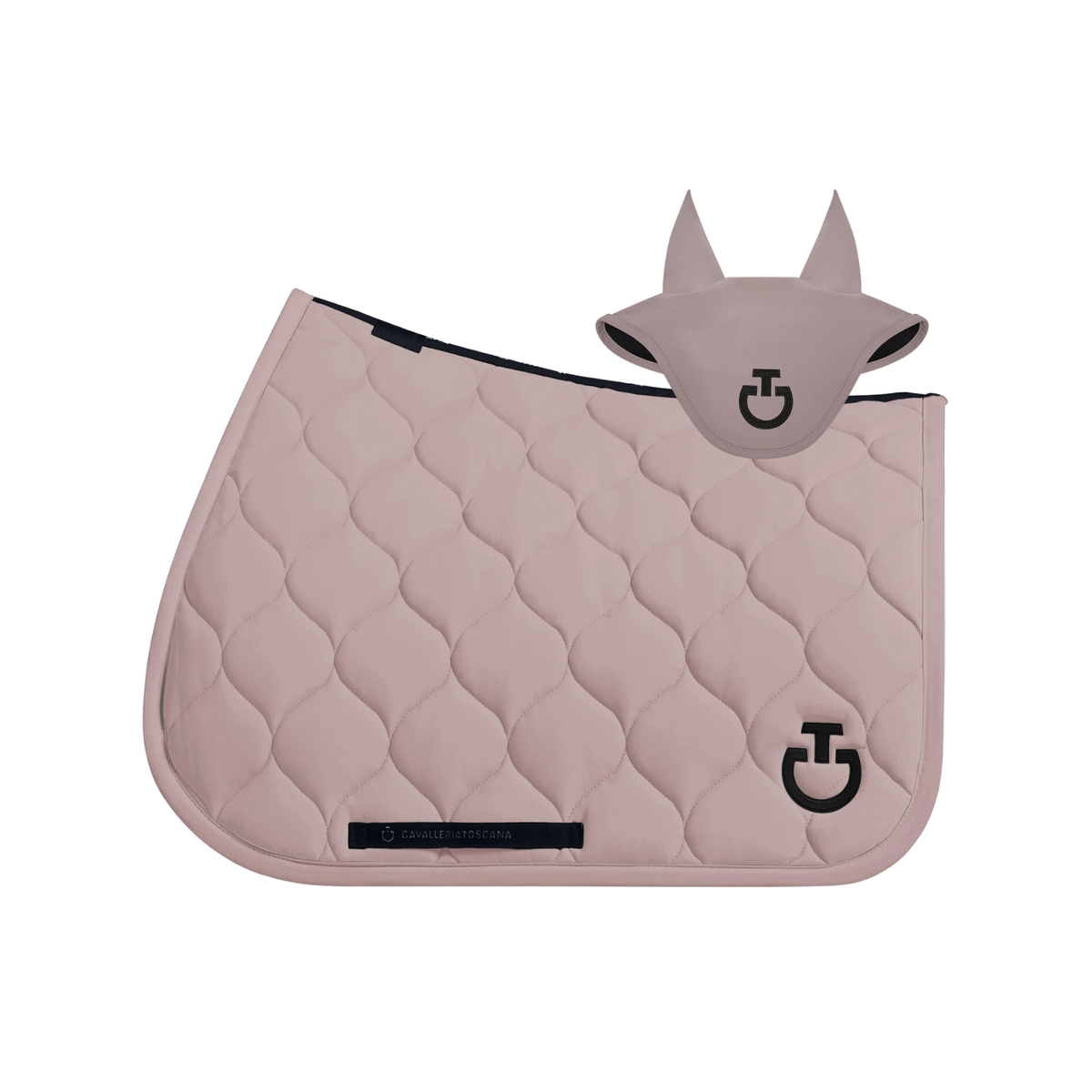 (Set) Cavalleria Toscana New Circular Quilted Jersey Jumping Saddle Pad Set - Cipria (1A00)
