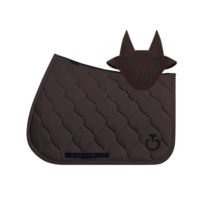 (Set) Cavalleria Toscana New Circular Quilted Jersey Jumping Saddle Pad Set - Espresso (4L00)