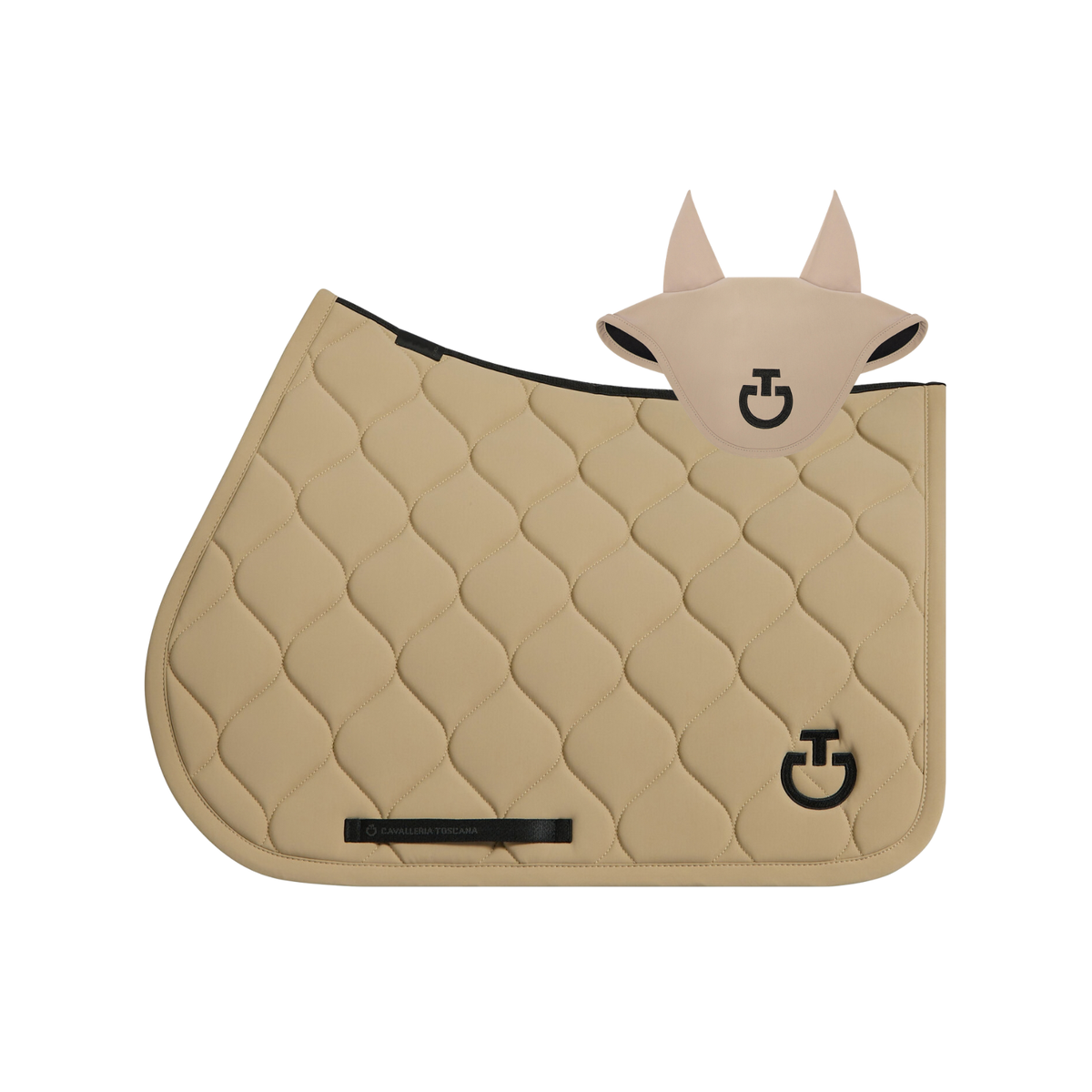(Set) Cavalleria Toscana New Circular Quilted Jersey Jumping Saddle Pad Set - Aluminum (4M00)