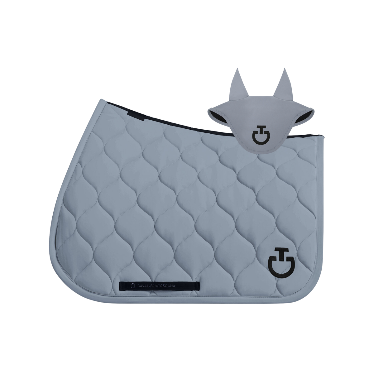 (Set) Cavalleria Toscana New Circular Quilted Jersey Jumping Saddle Pad Set - Windward Blue (8K00)