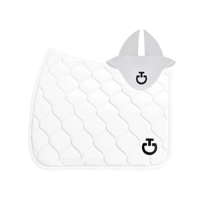 (Set) Cavalleria Toscana New Circular Quilted Jersey Dressage Saddle Pad Set - White (0001)
