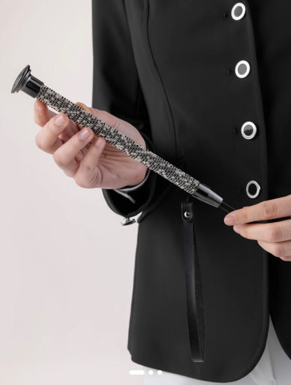 Equiline Dressage whip with black rhinestones handle