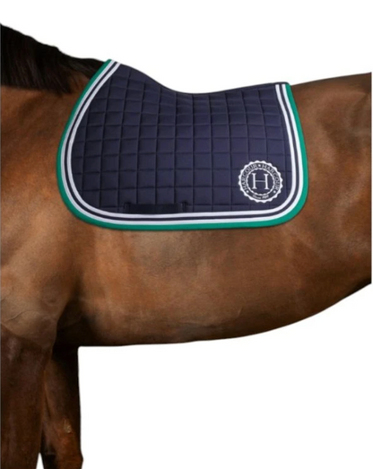 (Set) Harcour Soft Saddle Pad and Feeby Ear Net - Navy/Emerald Green