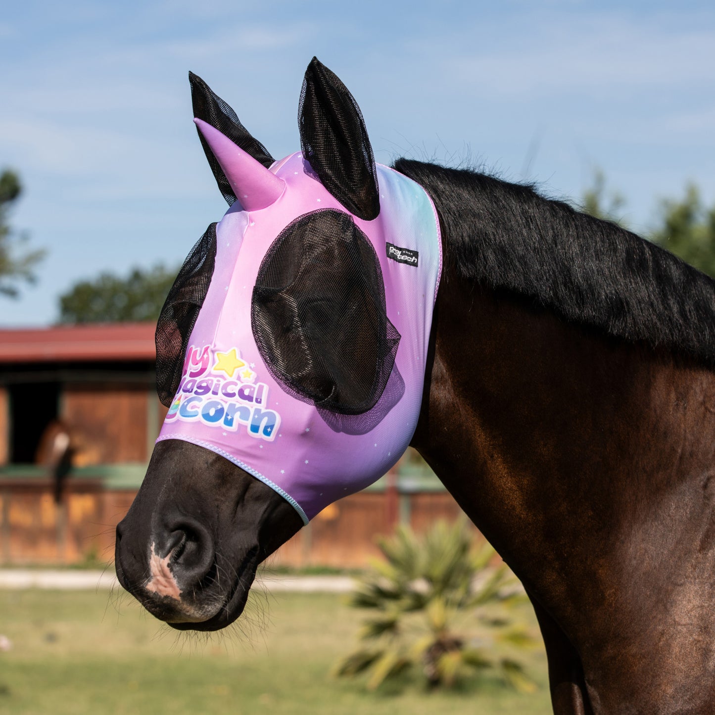 AmaHorse Lycra Anti-Fly Mask w Ear Cover Net