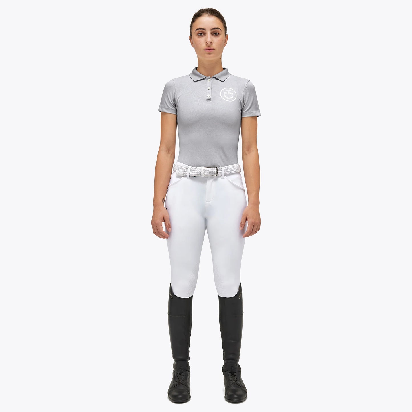 Cavalleria Toscana CT Cross Stitch Print Cotton S/S Button Up Training Polo