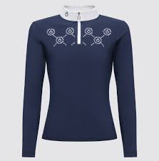 Cavalleria Toscana CT Mini Orbit Print Jersey L/S Competition Zip Polo