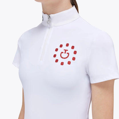 Cavalleria Toscana CT S/S Jersey Competition Zip Polo w Glitter Print