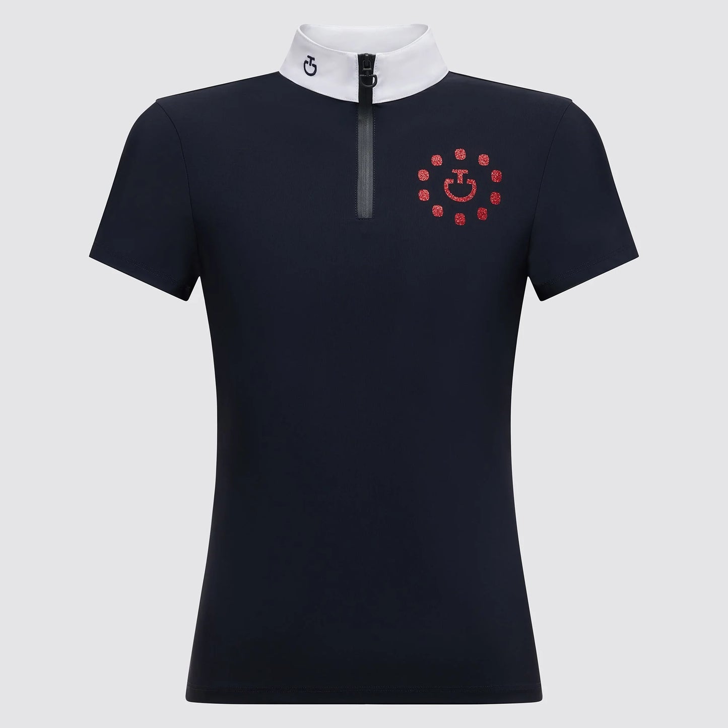 Cavalleria Toscana CT S/S Jersey Competition Zip Polo w Glitter Print