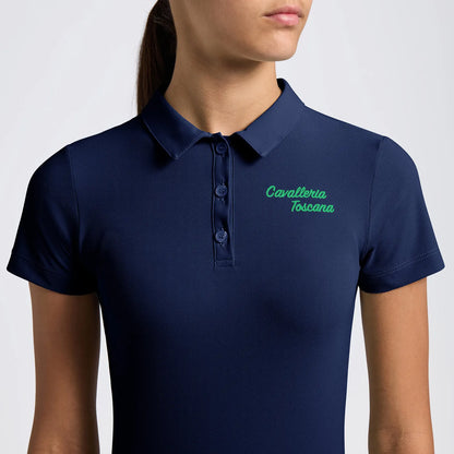 Cavalleria Toscana CT Jersey SS Training Polo w Embroidered Script Logo