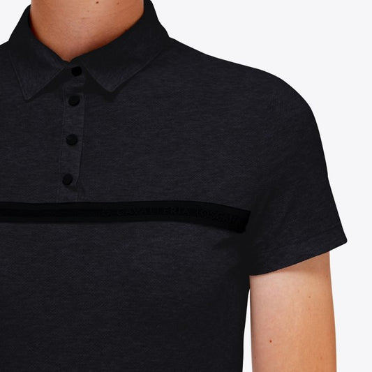 Cavalleria Toscana Jersey Mesh S/S Button Up Training Polo w Logo Tape