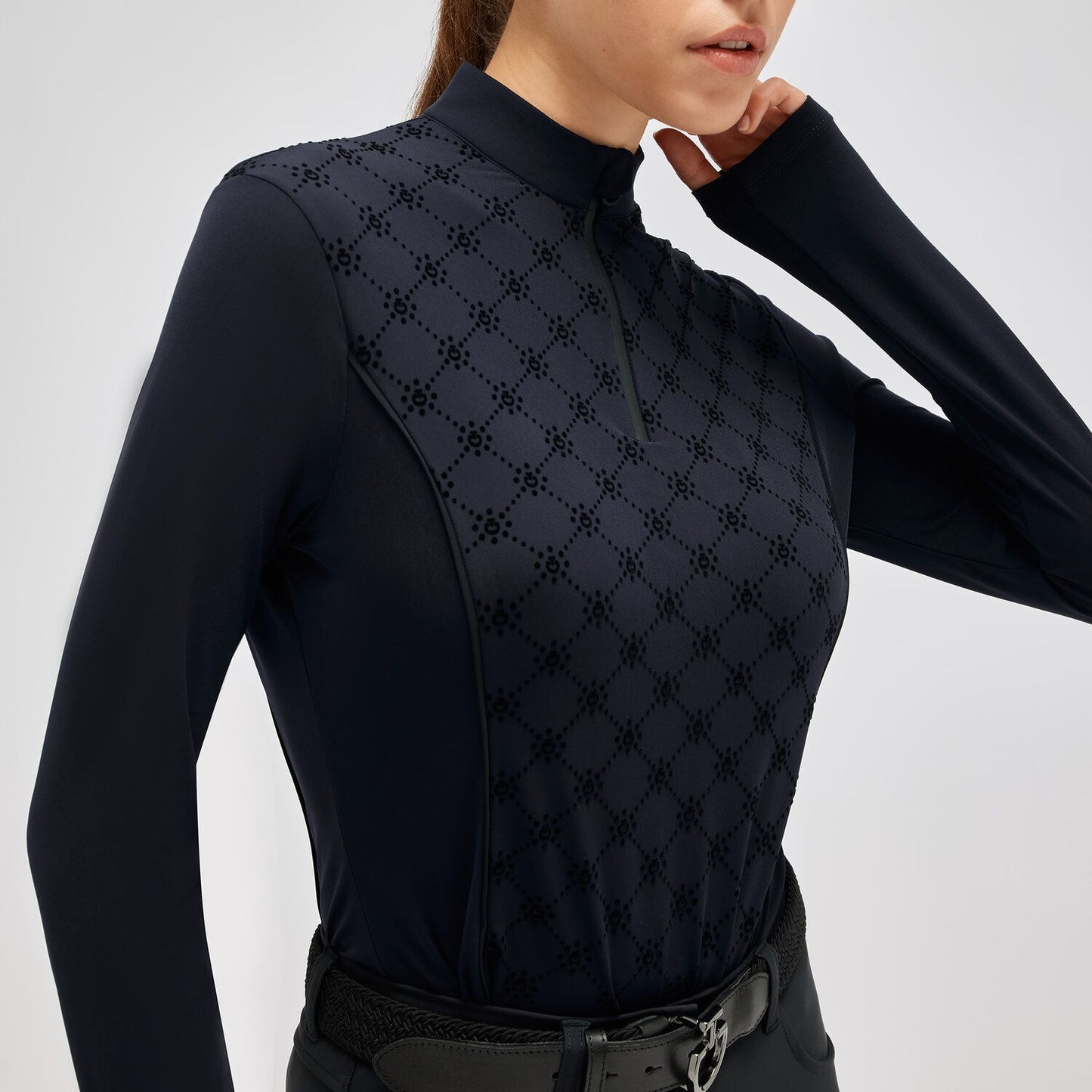 Cavalleria Toscana Light Weight Jersey Fleece Half Zip Turtleneck L/S