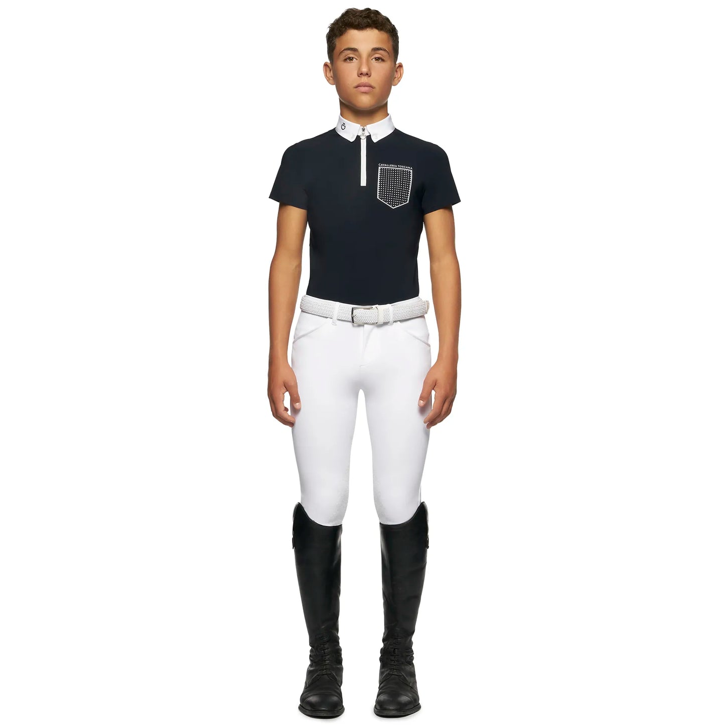 Cavalleria Toscana Flock Print Pocket S/S Competition Polo