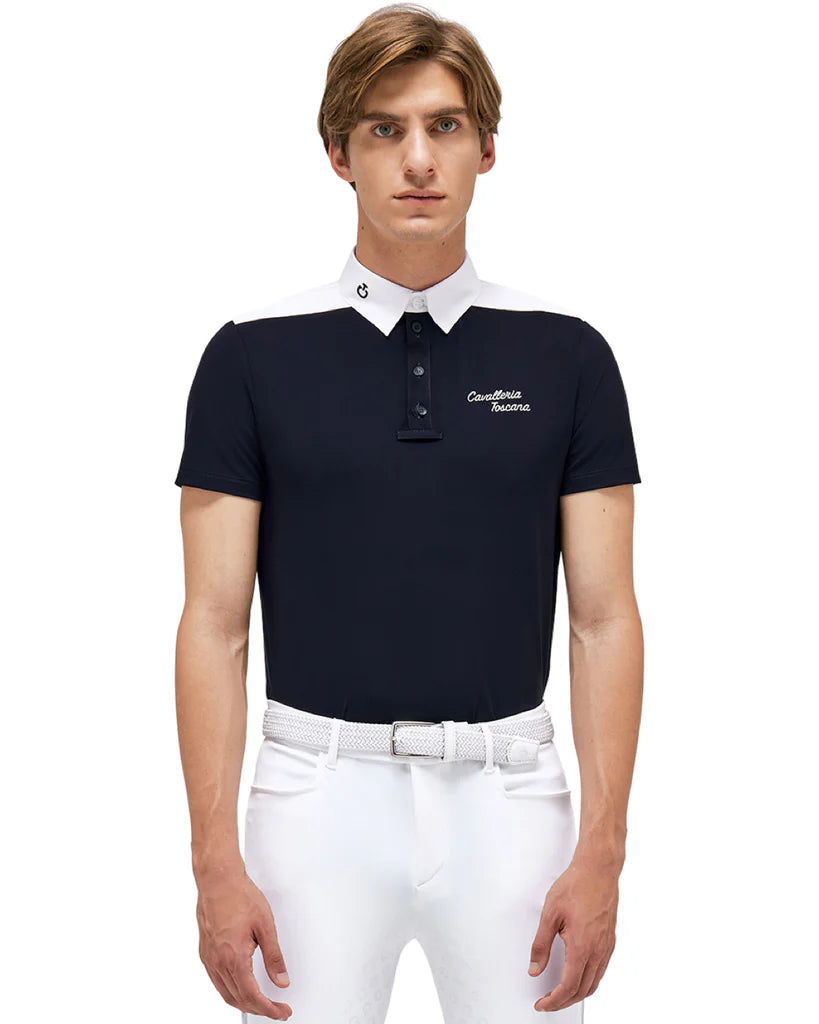 Cavalleria Toscana Jersey S/S Competition Polo w Embroidered Script