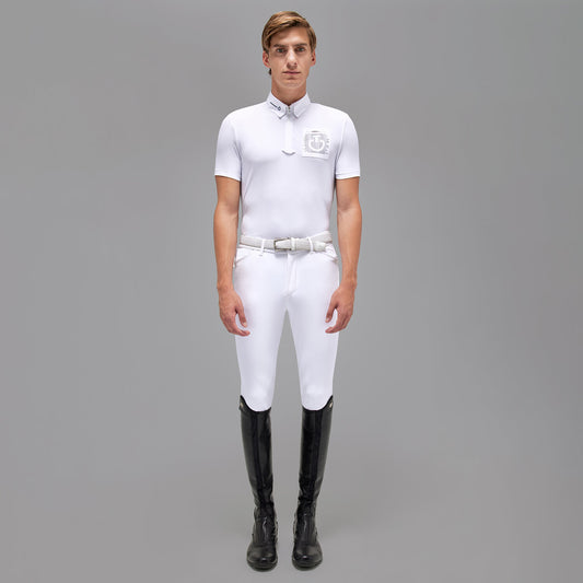 Cavalleria Toscana Revo S/S Tech Piquet Zip Polo w Tech Knit Back