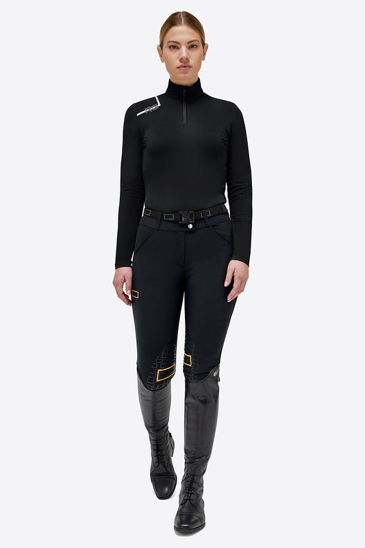 Rider's Gene RG Brushed Jersey w Nylon Insert L/S Zip Training Polo