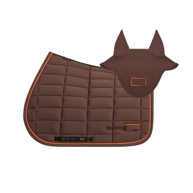 (Set) Rider's Gene Jumping Saddle Pad and Earnet