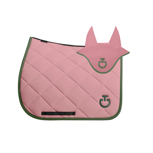 (Set) Cavalleria Toscana Diamond Quilted Jersey Dressage Saddle Pad Set - Dusty Pink