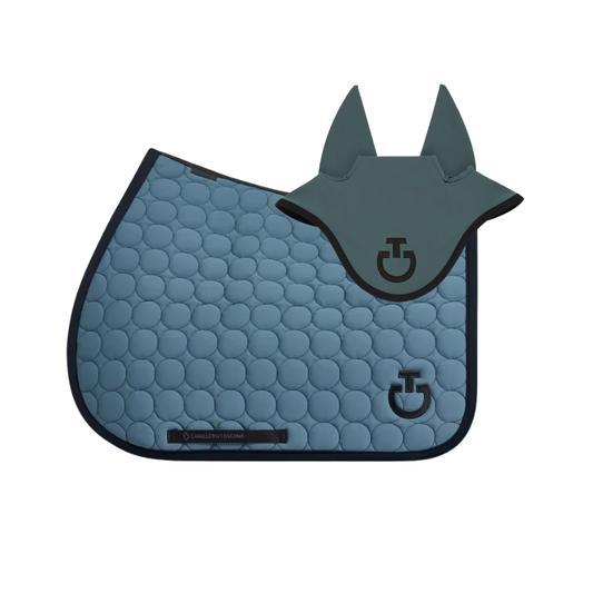 (Set) Cavalleria Toscana Circle Quilted Jumping Saddle Pad Set - Petroleum