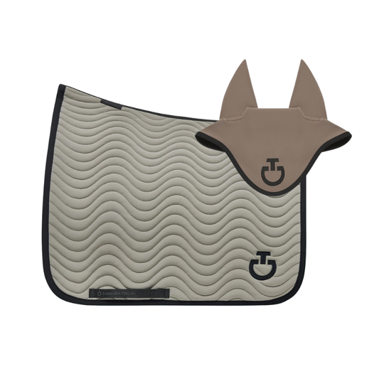 (Set) Cavalleria Toscana Quilted Wave Jersey Dressage Saddle Pad - Foliage Green