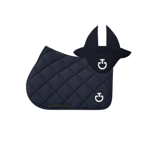 (Set) Cavalleria Toscana Diamond Quilted Jersey Jumping Saddle Pad Set - Dark Blue